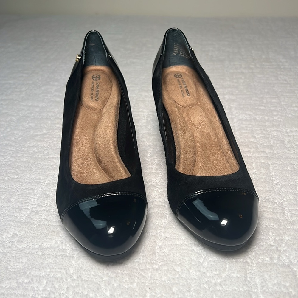 New! Giani Bernini Laynne Suede and Patent Leather comfort block heel pumps 7 - Picture 3 of 11